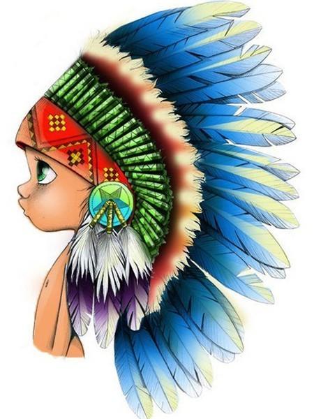 native american children painting