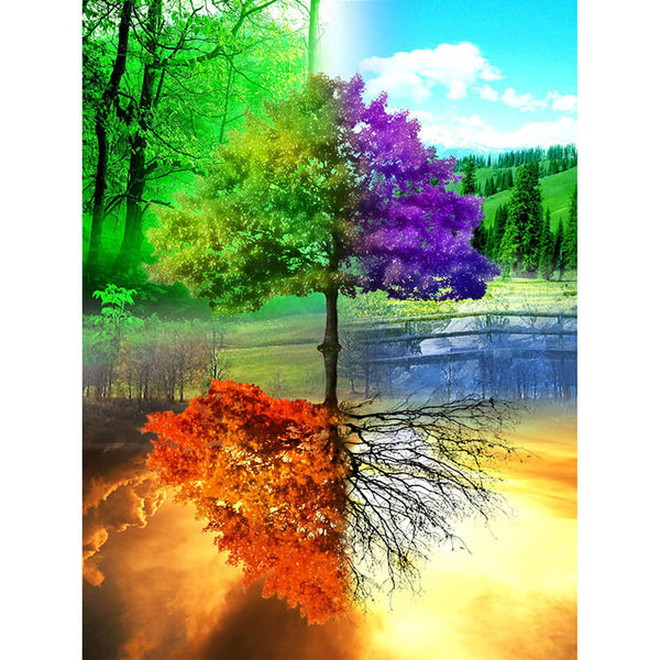 New - Four Seasons Color Tree, Rubik Crystal Diamond Painting