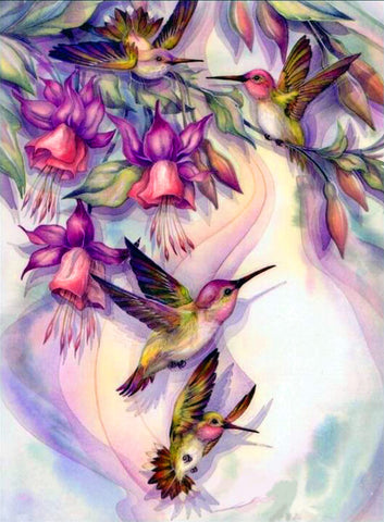 Purple Hummingbird & Flower - TryPaint