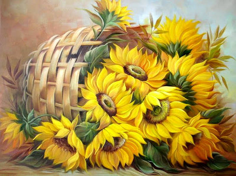 A Basket of Sunflower - TryPaint