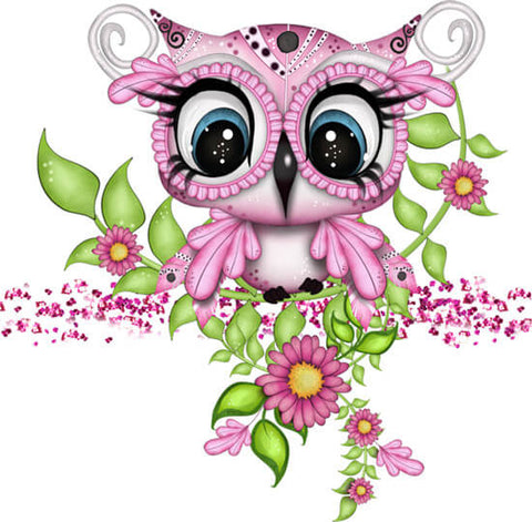 Cartoon Flower Owl - TryPaint
