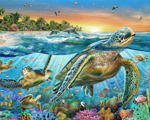 Turtles In Sea - TryPaint