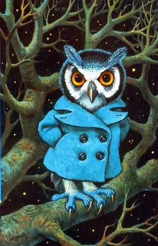 Blue Clothes Owl - TryPaint