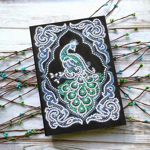 Emerald Peacock Diamond Painting Notebook
