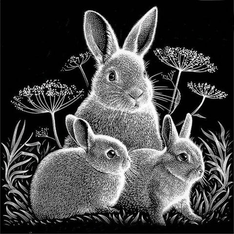 Three Lovely Rabbits - TryPaint
