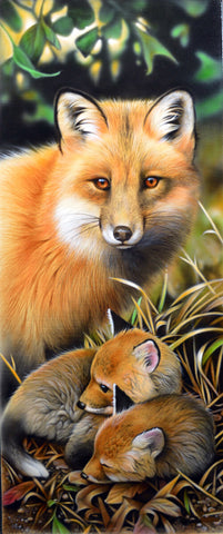 Mother Fox Protecting Her Children - TryPaint