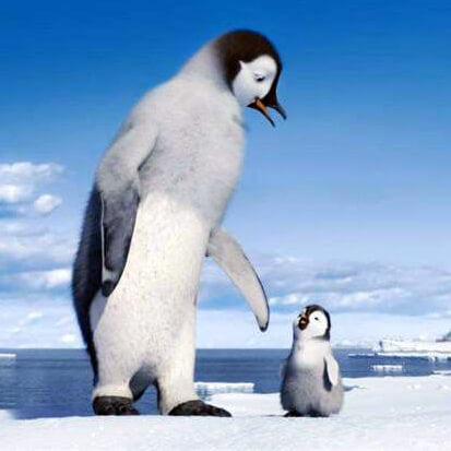 A Mother And Child Penguin - TryPaint