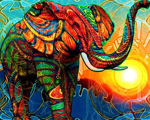 Colorful Sun Elephant - TryPaint