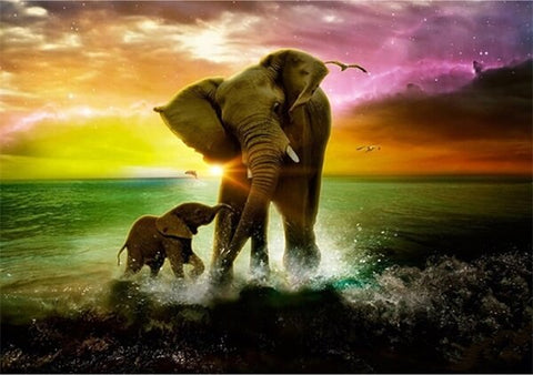 Mum and Son Elephants - TryPaint
