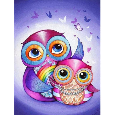Colorful Mom and Baby Owls - TryPaint