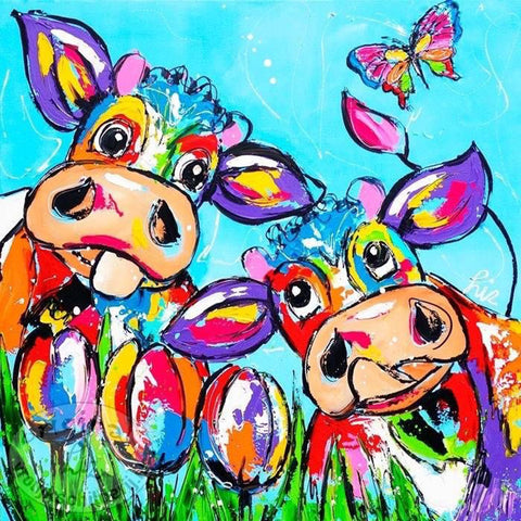 Two Colorful Cows - TryPaint