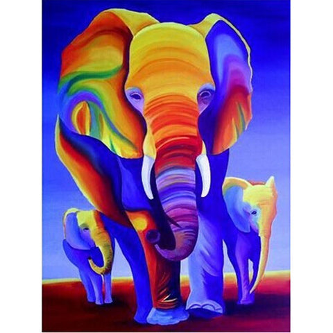Colorful Elephant Family - TryPaint