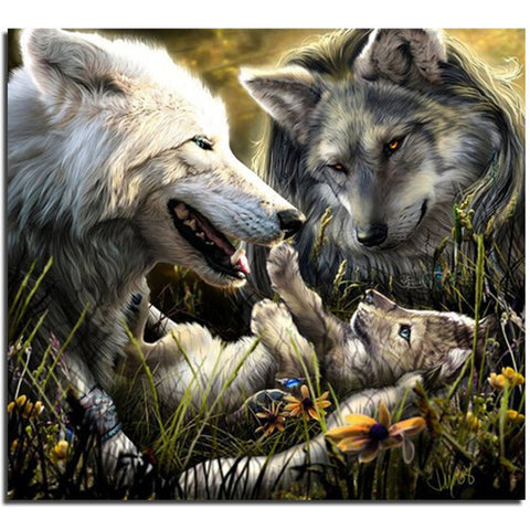 Happy Gray Wolf Family - TryPaint